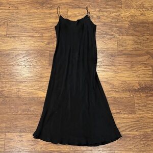 J. Crew Black Satin Midi Dress